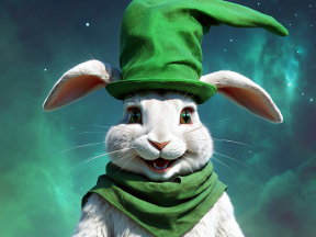 Whimsical Wizard Rabbit Soaring Above the Clouds in a Magical Fantasy Realm