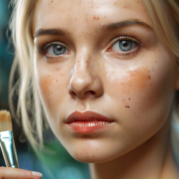 Close-Up of Fair-Skinned Person Applying Makeup with Brush and Palette