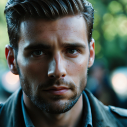 Thoughtful Moment at an Outdoor Gathering: Portrait of a Person in Semi-Formal Attire