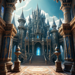 Majestic Fantasy Castle: A Grand Medieval Fortress with Enchanted Guardians and Stained Glass Splendor