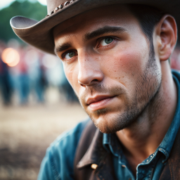 Contemplative Cowboy at Outdoor Western Gathering