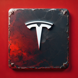 Tesla Logo Emblem: Metallic Red and Black Shield Design
