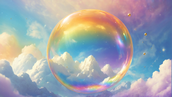 Dreamlike Radiance: The Magical Iridescent Bubble in a Sunlit Sky