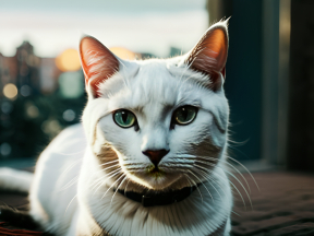 Striking Green-Eyed Cat Portrait with Artistic Shallow Depth of Field
