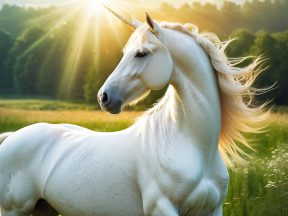 Radiant Unicorn at Sunrise: A Serene Fantasy in the Golden Light