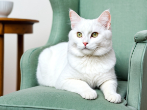 Gatto bianco sulla poltrona