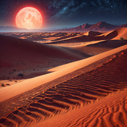Tranquil Desert Nightscape Under a Full Moon