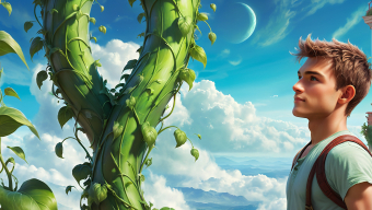 Curious Encounter: A Stylized Character Amidst a Vibrant Otherworldly Landscape