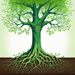 Rooted Growth: A Stylized Tree Emblem Connecting Earth and Life
