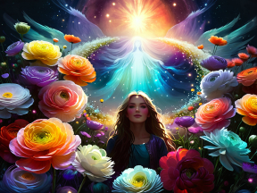 Celestial Encounter: A Journey from Blooming Gardens to Cosmic Realms