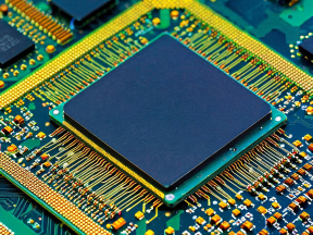 Close-Up View of a CPU/GPU Integrated Circuit Chip