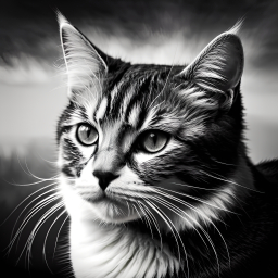 Close-Up Portrait of a Striking Tabby Cat with Detailed Fur and Expressive Eyes