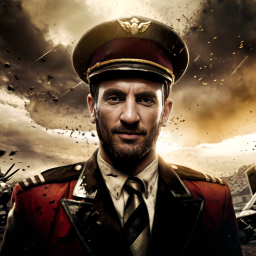 Portrait of a Military Officer Amidst the Chaos of Battle