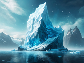 Majestic Blue Ice Cliff Rising from Polar Waters: A Serene Arctic Landscape Illustration