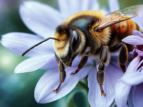 Close-Up of a Bee Resting on a Flower Petal in a Natural Garden Setting
