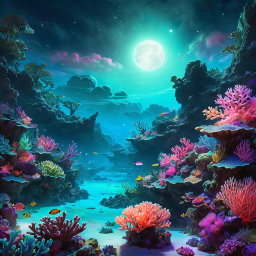 Enchanted Nighttime Coral Reef: A Vibrant Underwater Fantasy