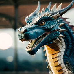 Hyper-Realistic Dragon Head Illustration with Intricate Scales and Expressive Eyes