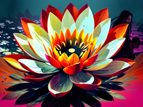 Radiant Lotus: A Vibrant and Symmetrical Floral Masterpiece