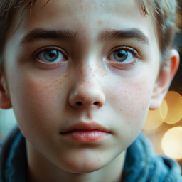 Contemplative Portrait of a Young Individual Amid Warm Festive Lights