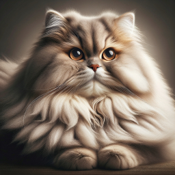Majestic Long-Haired Cat with Striking Eyes Poses Gracefully Against Neutral Background