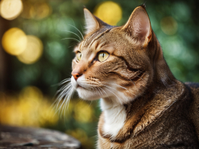 Contemplative Tabby Cat by the Water at Dawn or Dusk