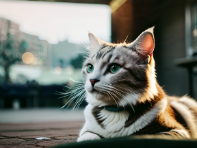 Captivating Gaze: A Close-Up Portrait of a Curious Cat Indoors