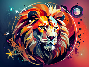 Cosmic Majesty: A Vibrant Lion's Head Amidst the Stars