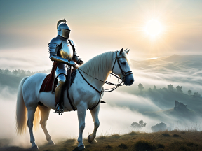 Medieval Knight on White Horse at Sunrise: A Dramatic Historical Fantasy Scene