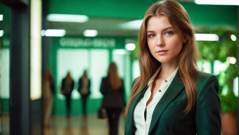 Professional Woman in Office Setting During Late Afternoon