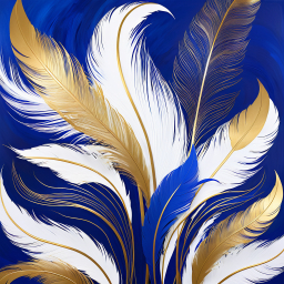 Intricate Blue and White Feathers: A Close-Up of Bird Plumage Against a Dark Background