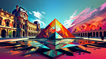 Reflections of History: A Vibrant Fusion of Architecture and Abstract Energy