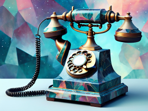 Vintage Rotary Dial Telephone with Modern Push-Button Keypad Against Colorful Geometric Starry Backdrop