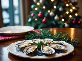 Festive Holiday Celebration with Fresh Oysters on the Half Shell