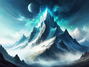 Summit of Mystical Energies: A Fantastical Nightscape Beyond Worlds