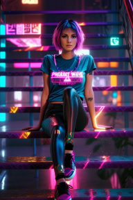 Neon Dreams: A Vibrant Cyberpunk Portrait in Motion