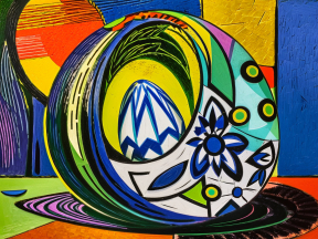 Vibrant Abstract Shell: A Three-Dimensional Play of Color and Pattern