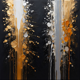Golden Chaos: An Abstract Symphony of Energetic Brushstrokes and Metallic Hues