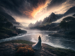 Solitude Amidst the Storm: A Lone Observer Witnesses Nature's Majestic Fury at Sunrise