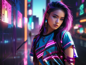 Neon Dreams: A Cyberpunk Portrait on a Rainy City Night