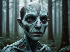 Enigmatic Forest Dweller: A Decayed Fantasy Creature in a Mystical Misty Woodland