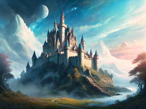 Enchanted Fortress: A Majestic Castle on the Cliff Beneath a Moonlit Sky