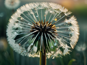 Delicate Focus: A Close-Up of a Dandelion Seed Head with Shallow Depth of Field