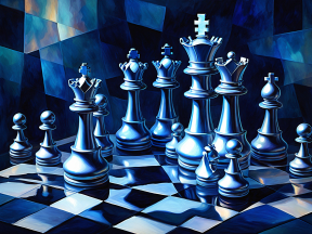 Monochrome Chess: An Abstract Symbolism on a Moody Blue Canvas