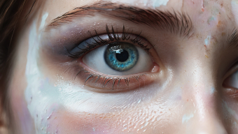 Detailed Artistic Close-Up of a Human Eye with Textured Surroundings