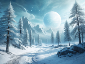 Serene Winter Wonderland Beneath a Majestic Celestial Sky