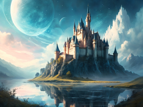 Enchanted Cliffside Castle Beneath a Celestial Sky