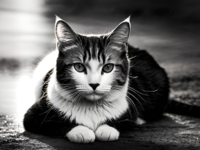 Dreamy Portrait of a Cat Resting Outdoors with Soft Lighting and Shallow Focus
