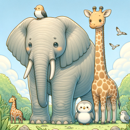 Friendly Safari Gathering: Colorful Animal Friends Under a Sunny Sky