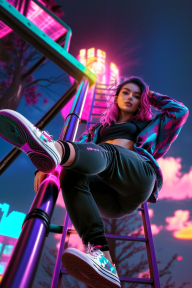 Neon Nights: Casual Streetwear and Vibrant Arcade Vibes