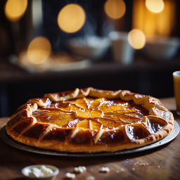 Rustic Homemade Fruit Tart with Flaky Golden Crust on Wooden Surface